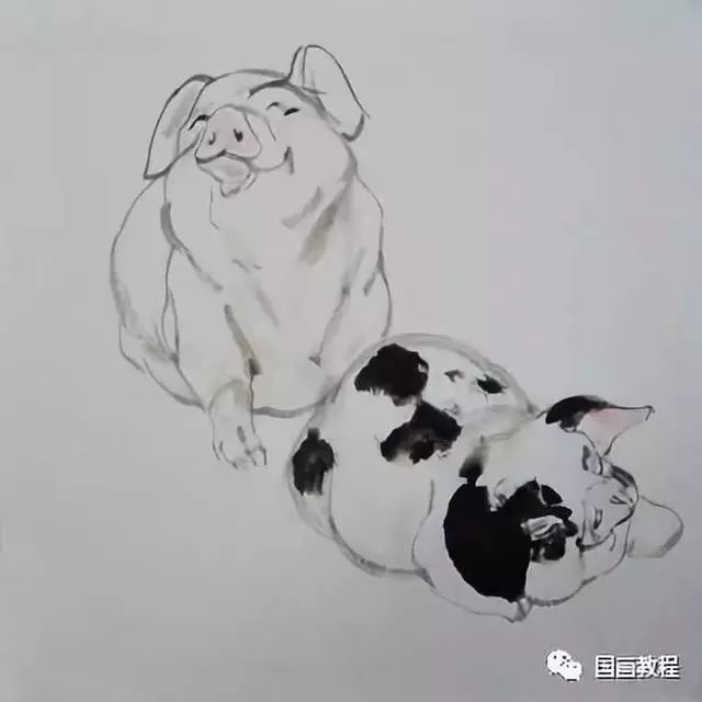 国画技法之牛与猪