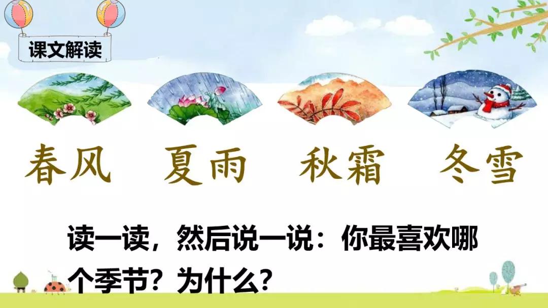 部编版一年级语文下册语文识字1春夏秋冬图文讲解