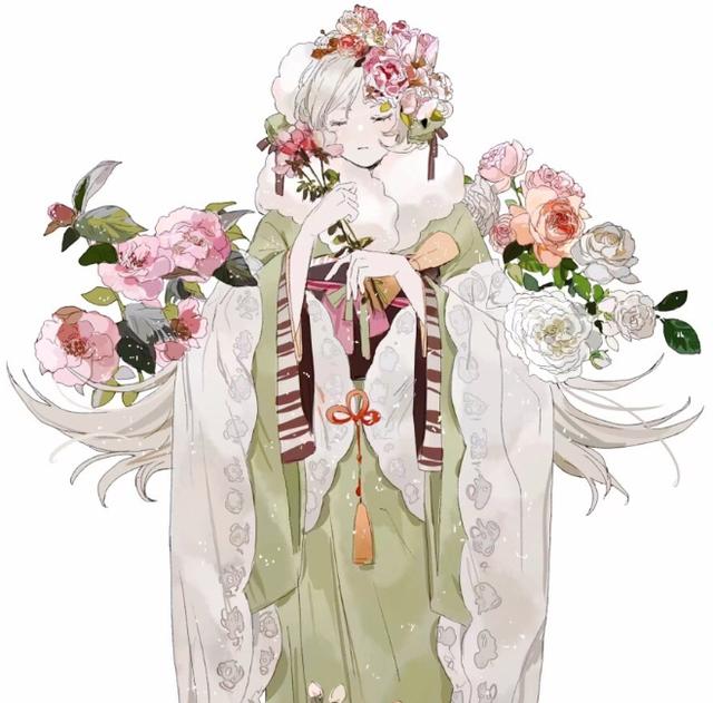 二次元和风手绘插画:气质高雅,姿形秀丽的少女,真漂亮!