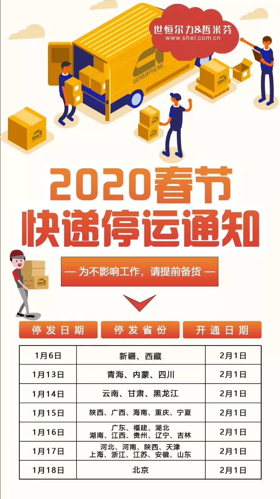 【重要通知】2020春节快递停运通知!