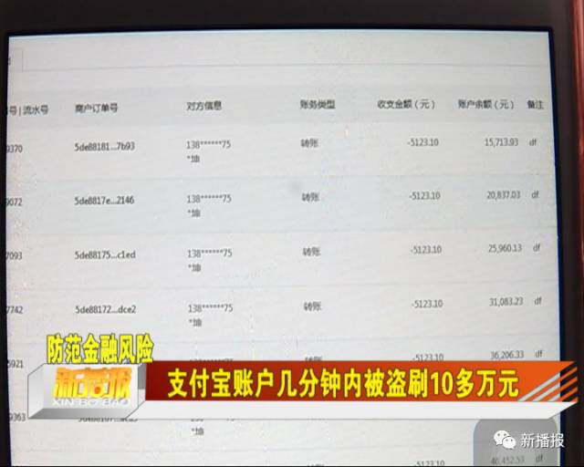 支付宝账户几分钟内被盗刷10多万元