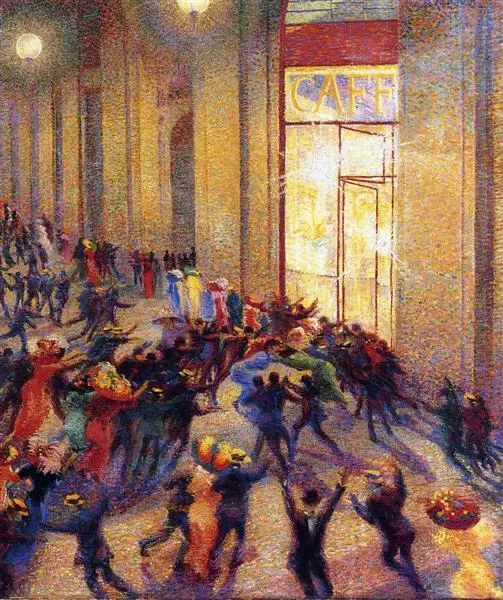riot in the galleria   翁贝托·波丘尼 1909