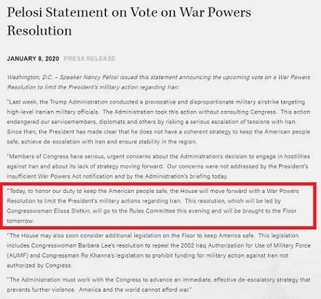 最新 美众院通过 战争权力决议案 限制特朗普对伊朗发动战争的权力