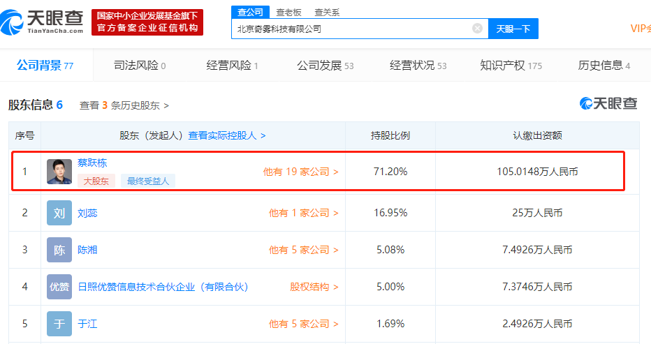 yooz电子烟否认蔡跃栋退出奇雾科技公司股东报道有误