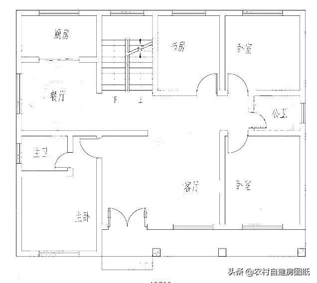 9米编号j1034户型四这款一层别墅带有内院设计,南立面看过去就是一款