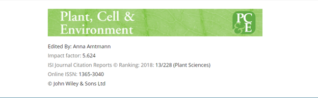 plant cell and environment journal impact factor 2024