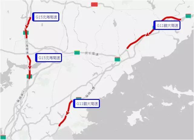 节日期间大连市返程易拥堵缓行的高速有g15沈海高速,g11鹤大高速的