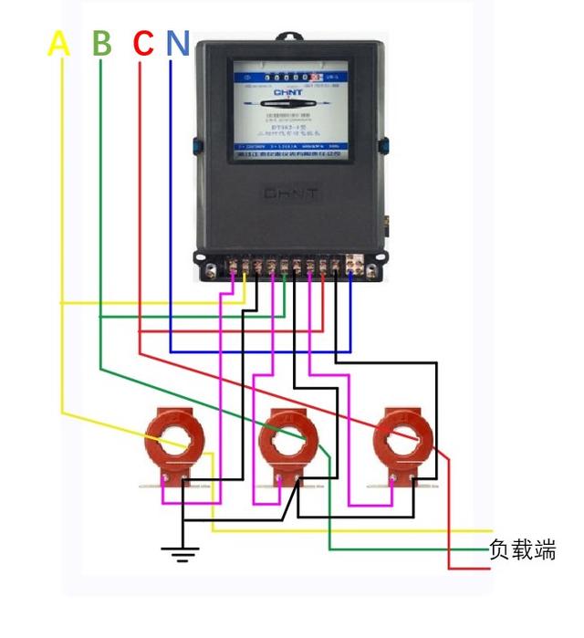 4) 三相电表的接线方法 若线路上负载电流未超过电表的量程,电表可接