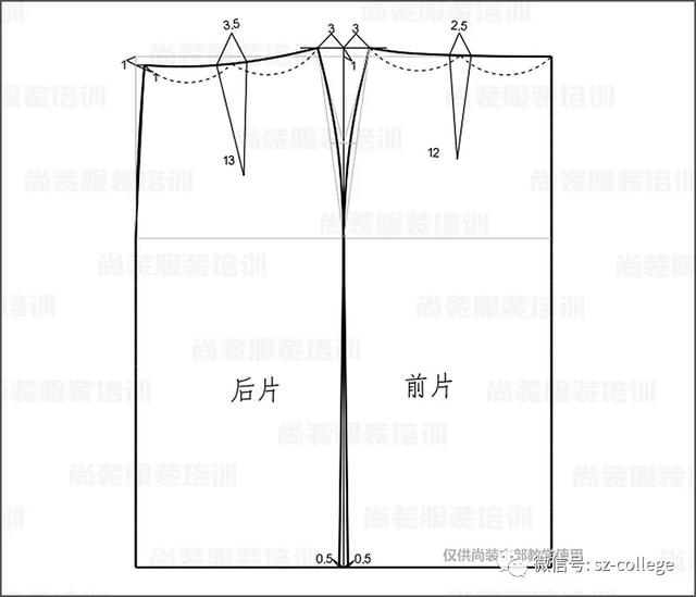 平面制版 中腰育克抽褶裙制版