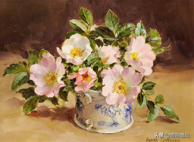 英国女画家anne cotterill油画静物花卉