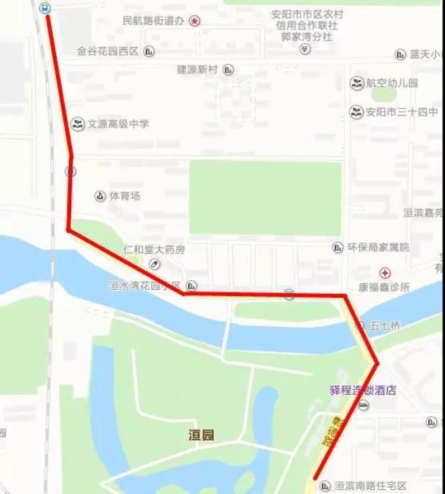 绕行后线路:公交车站-彰德路-洹滨北路-安丰路-柏庄 特此通告 安阳