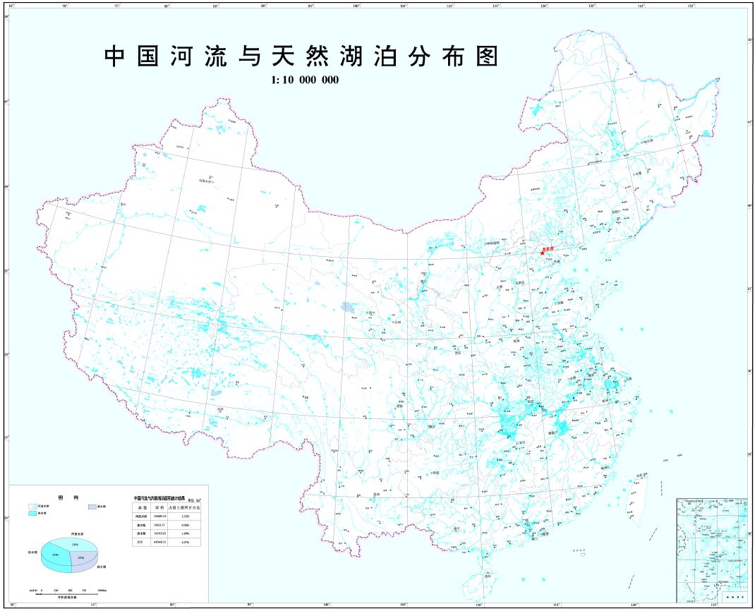 中国河流与天然湖泊分布图图片