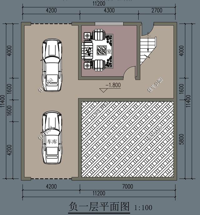 新农村盖别墅车库不能少1111米方正户型带地下室露台