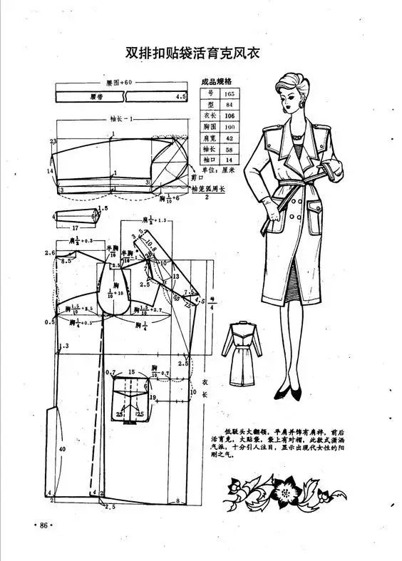 女士风衣裁剪纸样_女士风衣裁剪图(2)