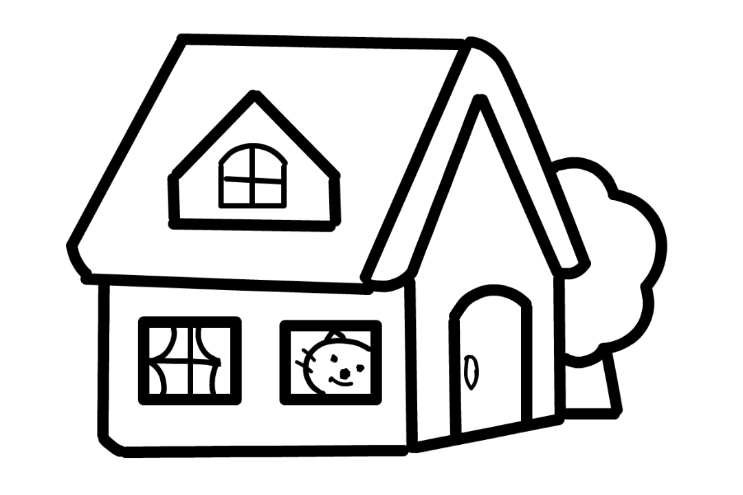 小猫咪漂亮的彩色房子学画画