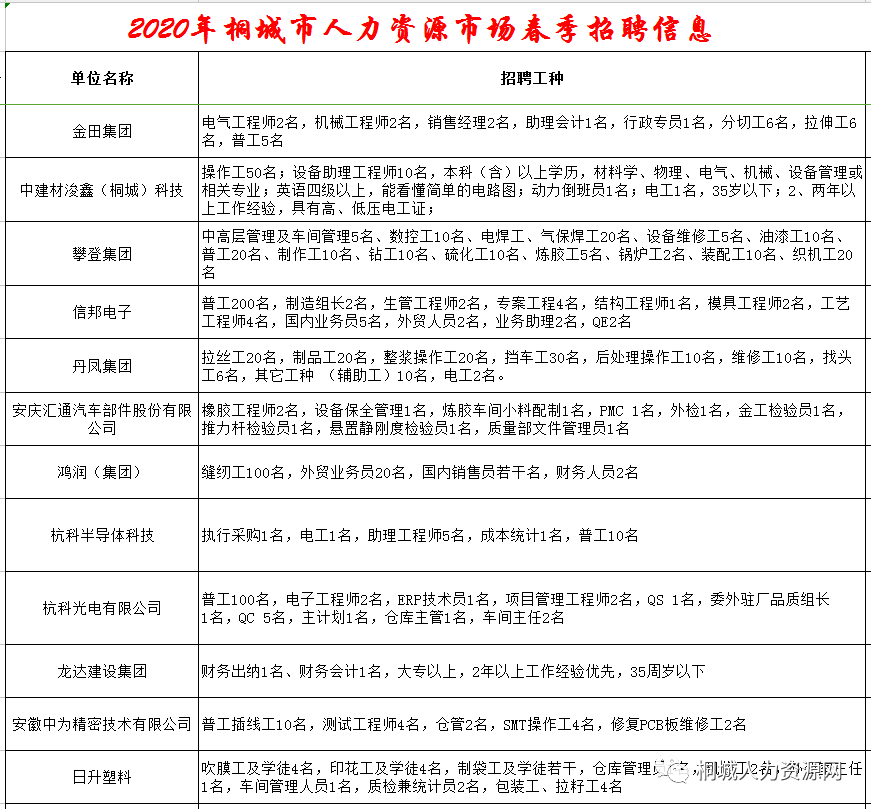 桐城招聘网_桐城市已复工企业招聘信息(3)