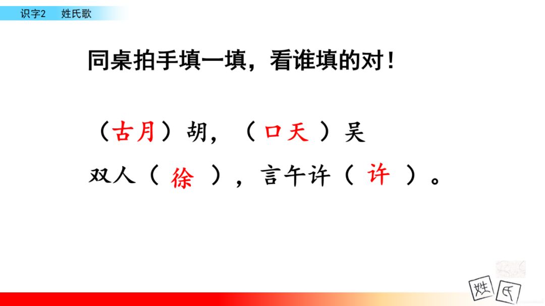 我姓马.什么马?白马的马.2,你姓什么?我姓吴.什么吴?口天吴.