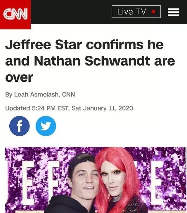 jeffree star与相爱五年的男友分手