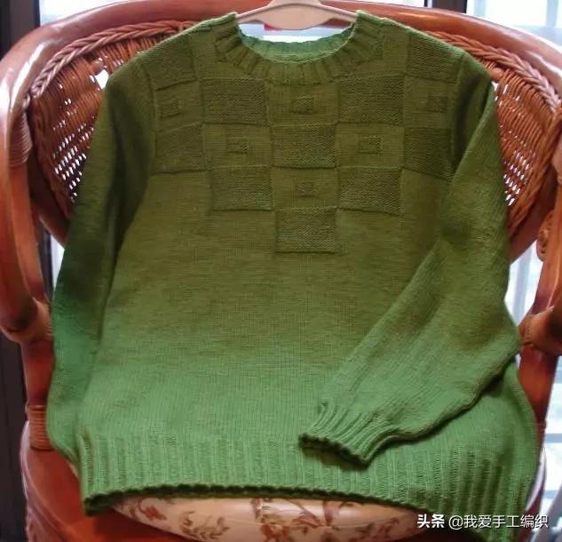 帅气的方块花样大男童春季打底衫编织