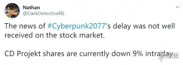 《赛博朋克2077》发售日跳票后CDPR股价下跌9%