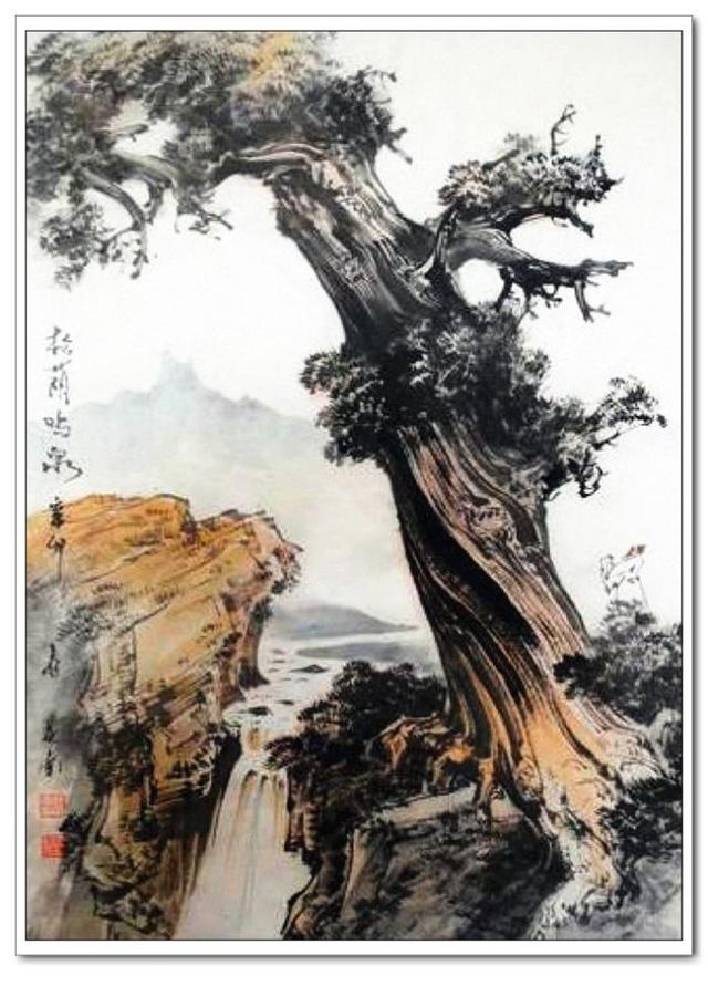 古柏塑魂胡定南山水古柏画