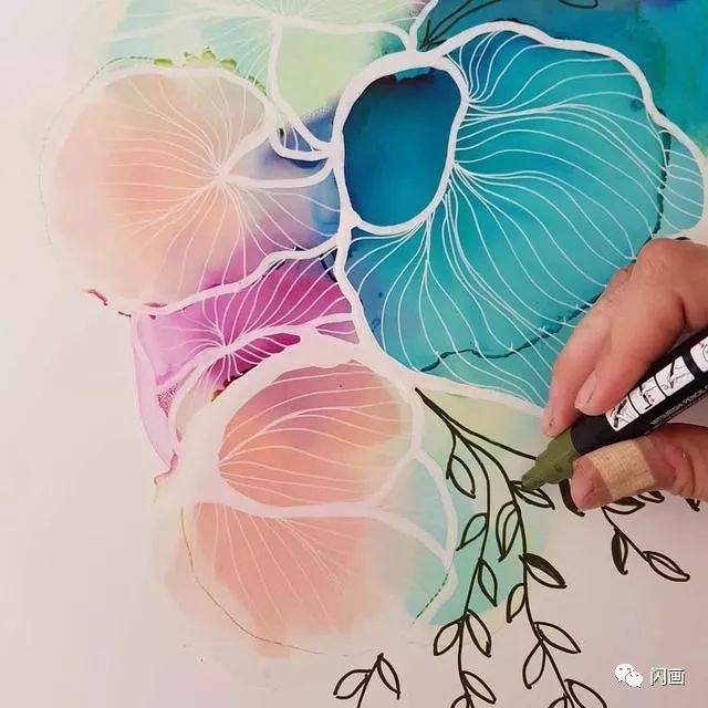 马克笔水彩丙烯的搭配美翻了内附教程