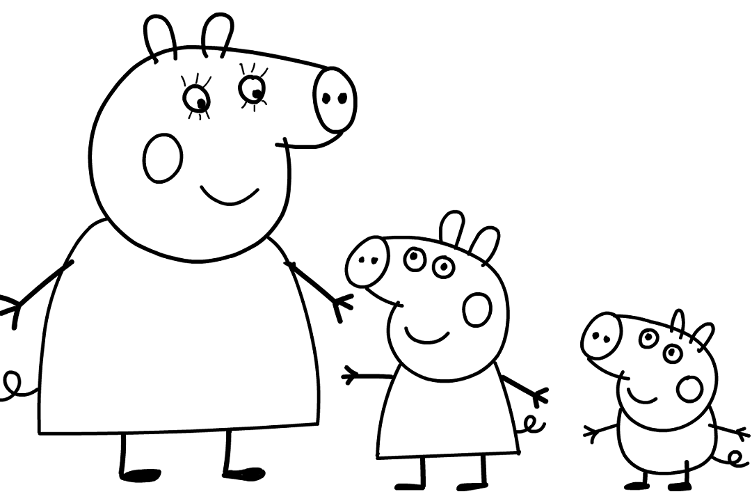 画佩奇,乔治和猪妈妈-学画画