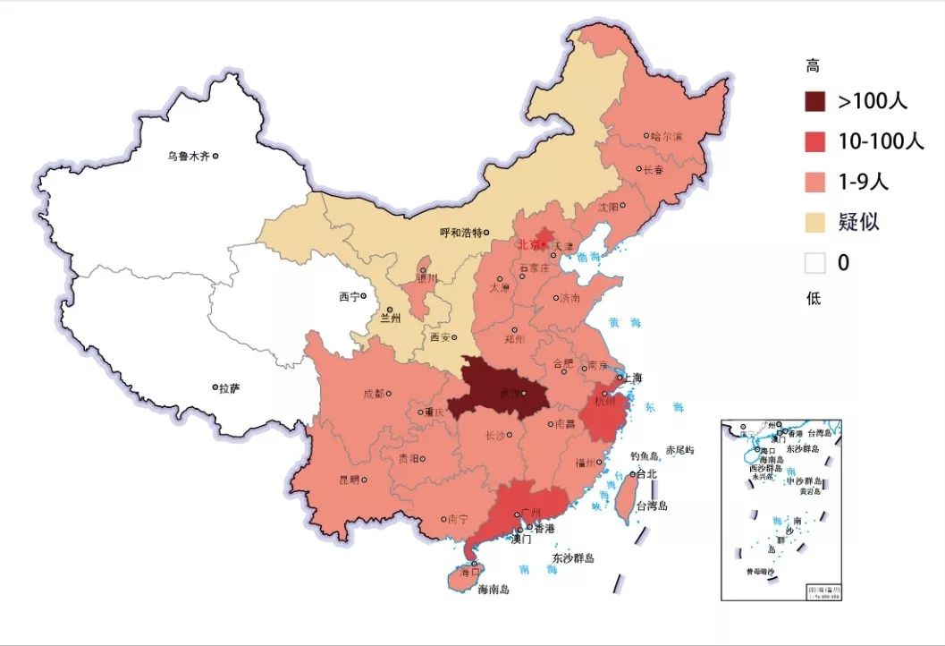 疫情地图 图片来源于/丁香医生