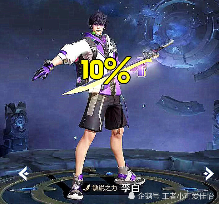 官方公布李白皮肤拥有率,敏锐之力10%,千年之狐50%,而