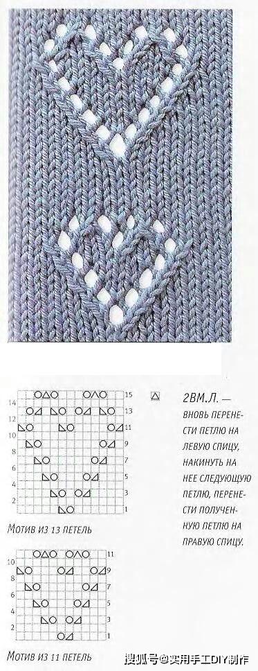 「针织图解」适用于编织在毛衣上的7个镂空图案