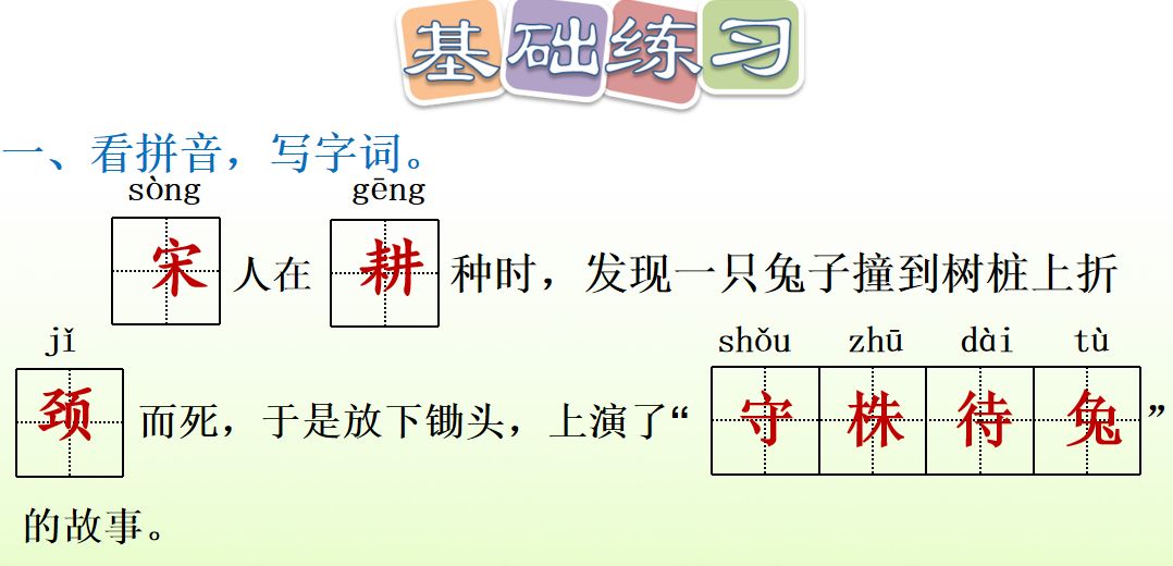 寒假预习|部编版三年级下册语文第5课《守株待兔》知识点 图文讲解