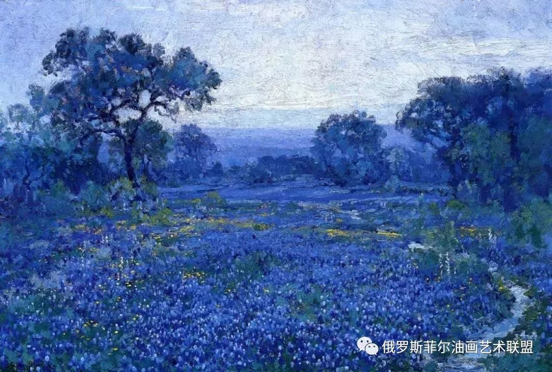 蓝色风景~美国画家罗伯特·朱利安·昂德登克风景油画