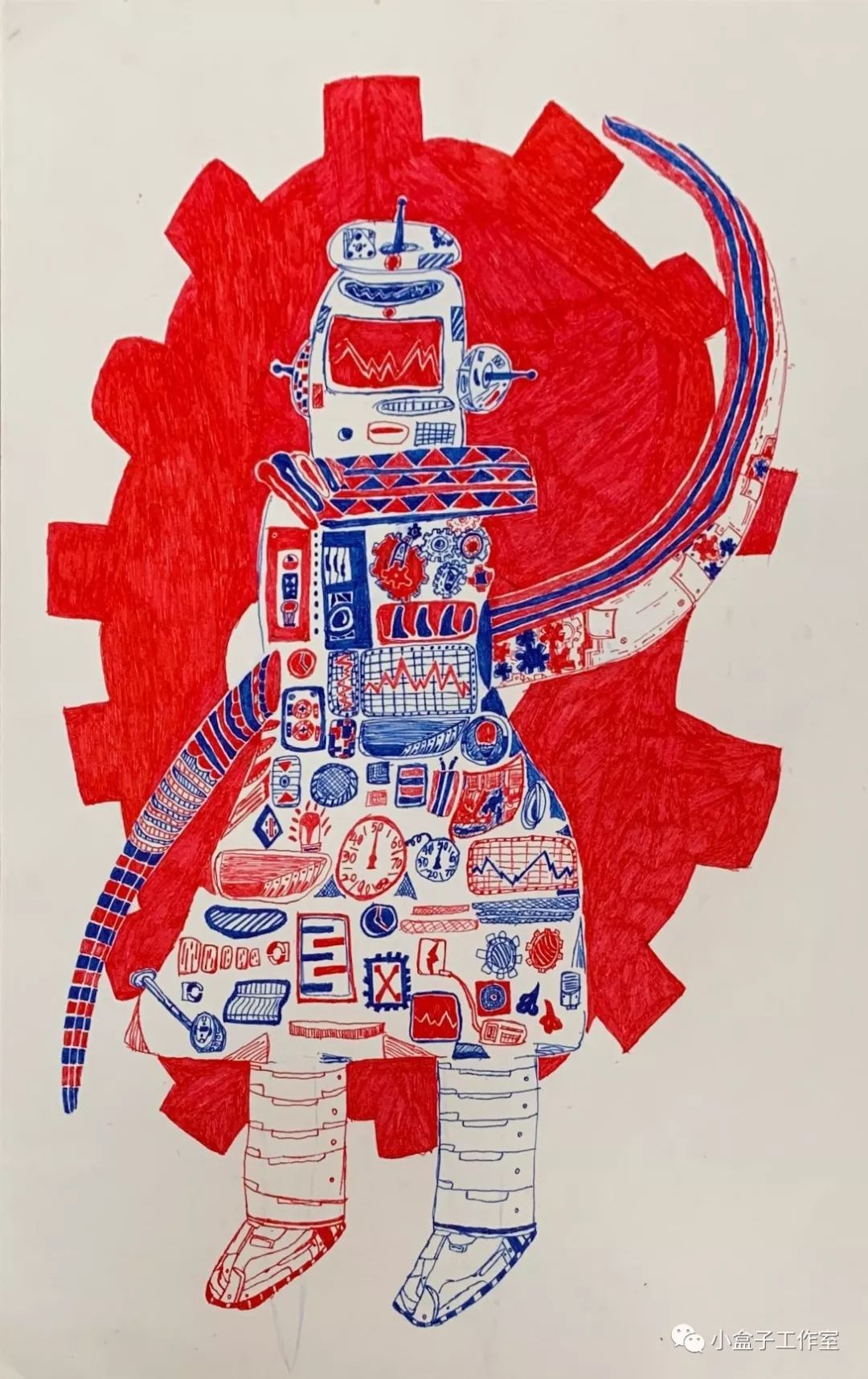 盒子画作北京分部丨如何用线条去画一台机器人