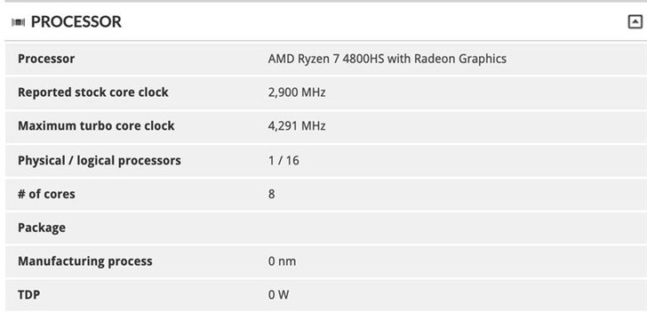 AMDR74800HS现身数据库：35W功耗，ROG14英寸游戏本将搭载