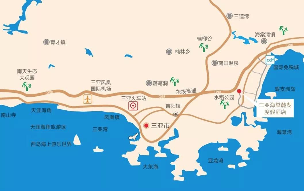 三亚海棠麓湖度假酒店位于享有"国家海岸"美誉的海南省三亚市海棠湾