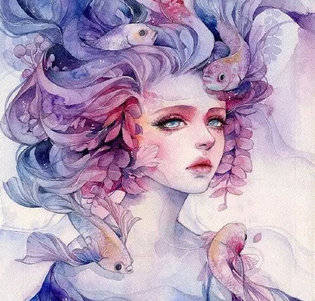 梦幻般的人物水彩手绘,太美了 水彩人物插画