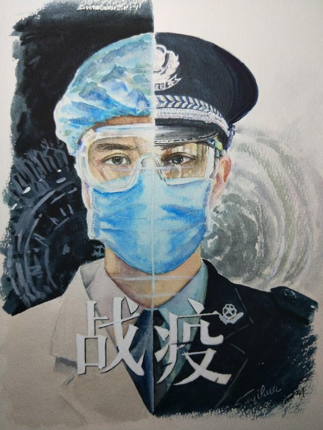 拿起画笔向在一线抗击疫情的英雄们致敬