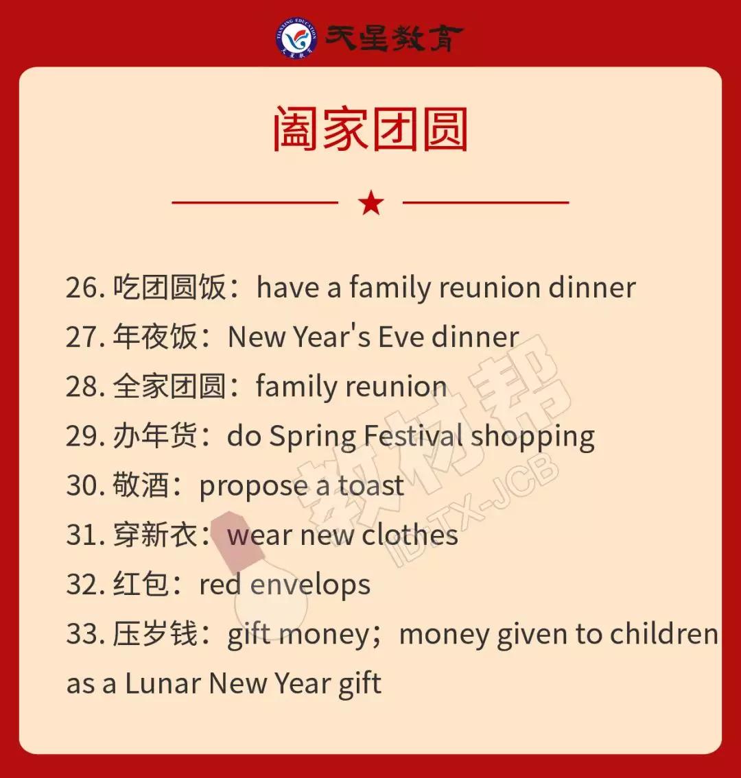 春节100个常用词语汇总,让孩子单词面不只限于课本!