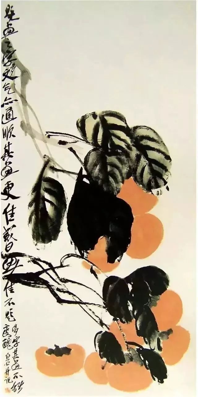 齐白石柿子图欣赏,事事如意!