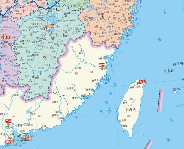 福建省地图,江西省地图