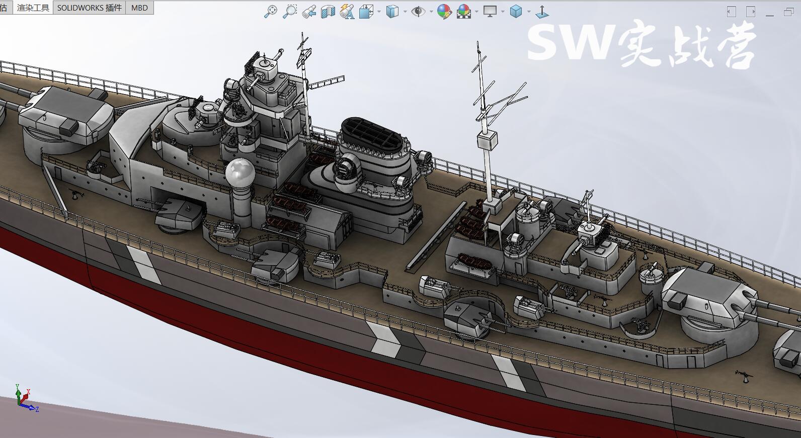 solidworks教程俾斯麦号战列舰建模装配设计鉴赏