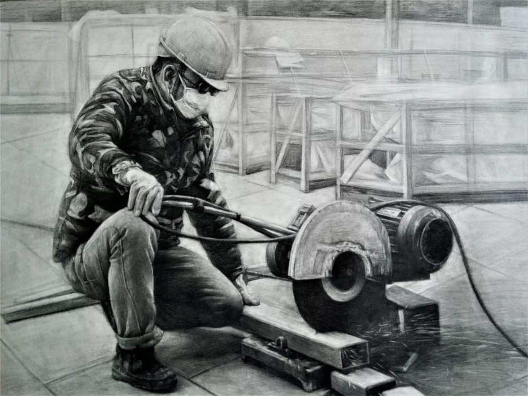 素描作品 安全第一 尺寸60cmx80cm