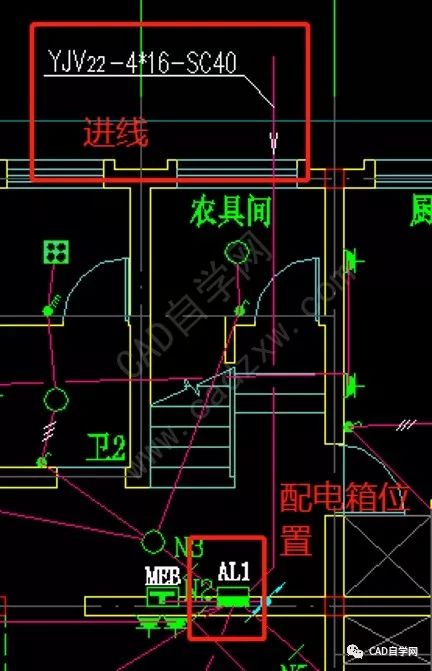 可以看到弱电平面图上的进线下方写着埋深0.7m.