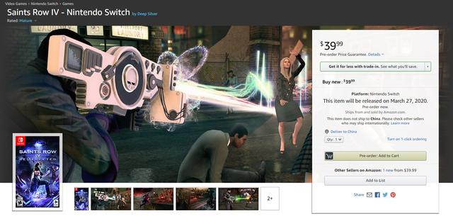《黑道圣徒4》Switch版3月27日发售售价约280元