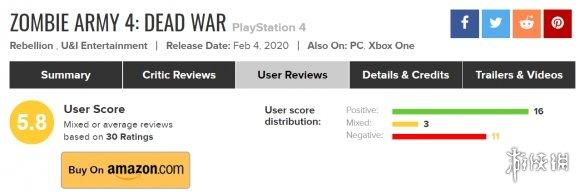 《僵尸部队4》M站玩家评分偏低战役模式可玩12小时