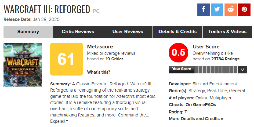 《魔兽3重制》获史上最低玩家评分，情怀也难顶玩家的愤怒_游戏