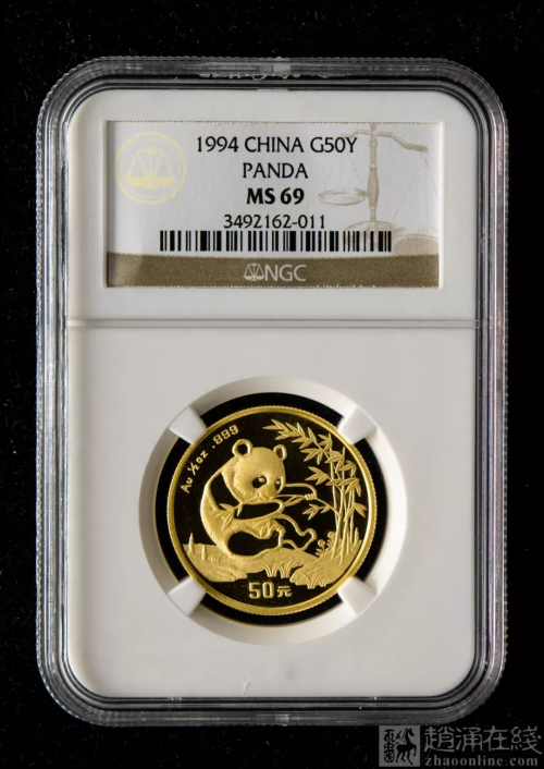 藏品编号:383606001 09 1994年熊猫1/2盎司普制金币一枚(ngc ms69)