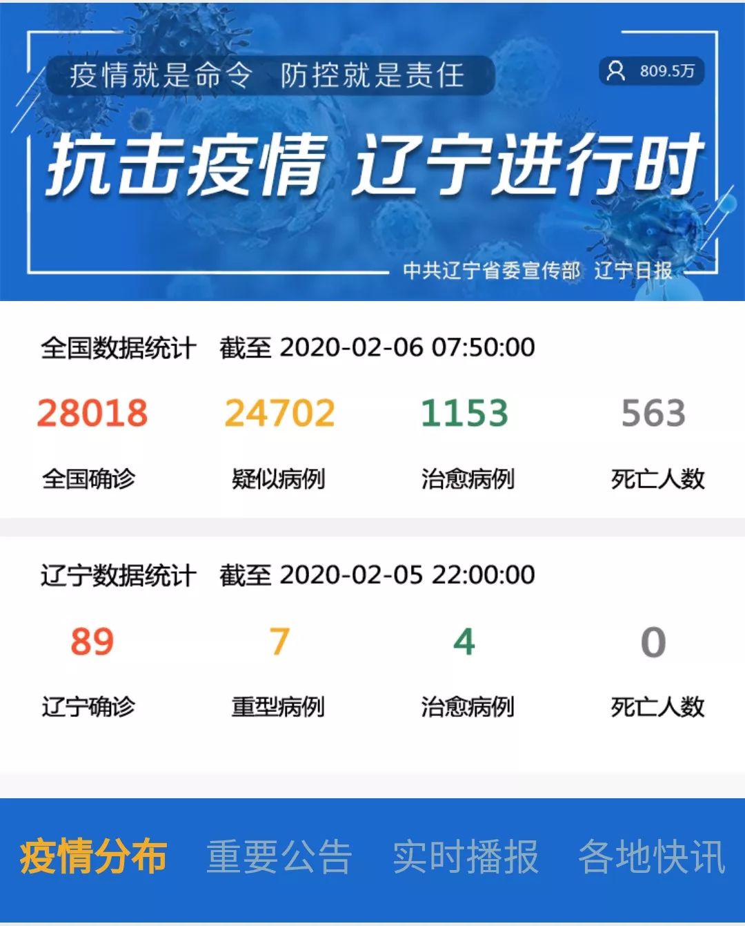 "抗击疫情 辽宁进行时"实时动态应用程序正式上线!