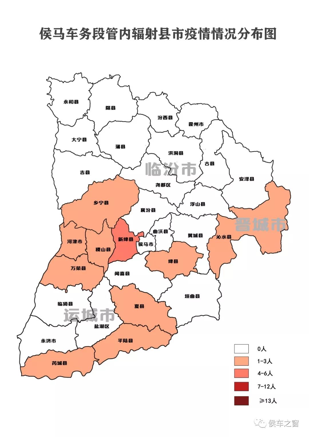 万荣县1例, 夏县1例, 绛县1例, 稷山县1例),大同市9例(平城区5例