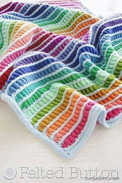 「钩编图解」扭扭的列钩织细节图,单独用或者织成毯子很漂亮